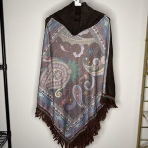 Women's Poncho Sweater Colorful One Size Fit Most Turtle Neck Color Boho